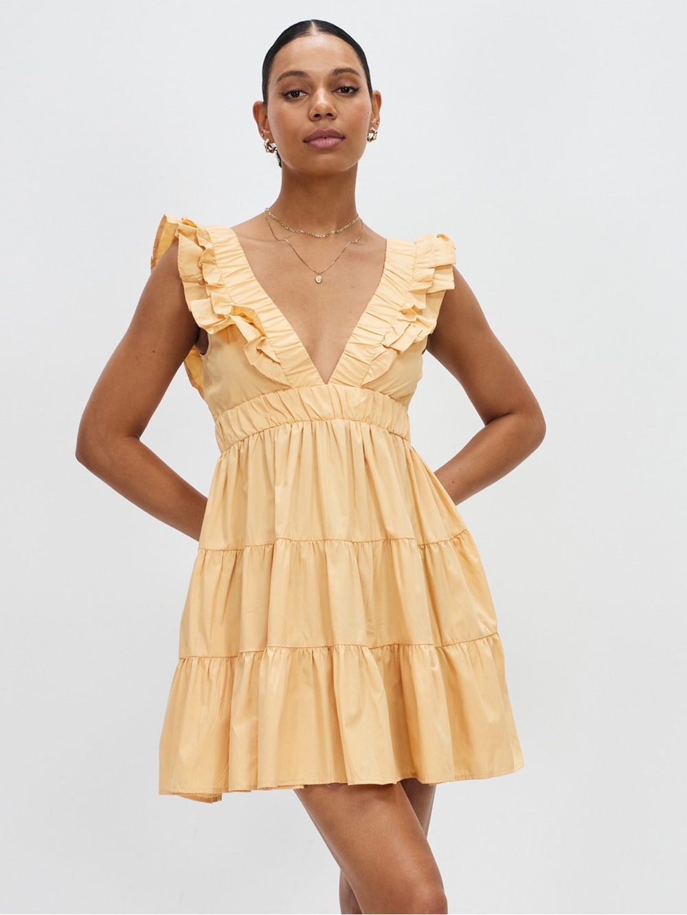 Abercrombie Ruffled V-Neck Tiered Mini Dress